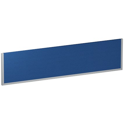Impulse Bench Desk Screen, 1600mm Wide, Blue with Silver Frame