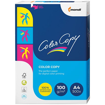 Color Copy A4 Premium Super Smooth Copier Paper, White, 100gsm, Ream (500 Sheets)