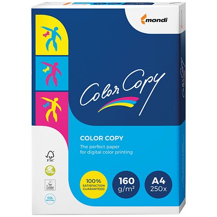 Color Copy A4 Super Smooth Premium Copier Paper, White, 160gsm Ream (250 Sheets)