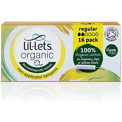 Lil-Lets Organic Non-Applicator Tampons, Regular, Pack of 192
