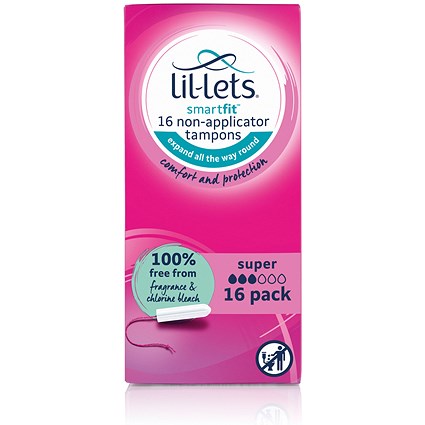Lil-Lets Non-Applicator Tampons, Super, Pack of 96