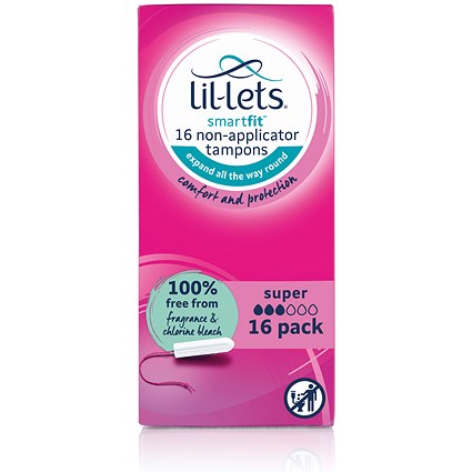 Lil-Lets Non-Applicator Tampons, Super, Pack of 96