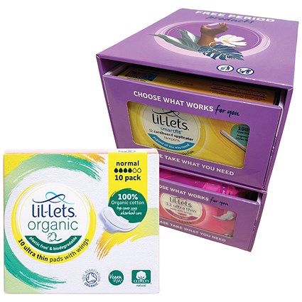 Lil-Lets Organic Ultra Thin Normal Pads with Wings, Pack of 240 - Get Free Dispenser