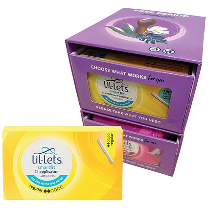 Lil-Lets Cardboard Applicator Tampons Regular x12 (Pack of 24) + FOC Dispenser