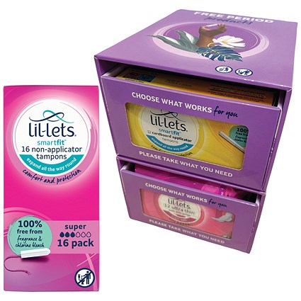 Lil-Lets Non-Applicator Tampons, Super, Pack of 96 - Get Free Dispenser