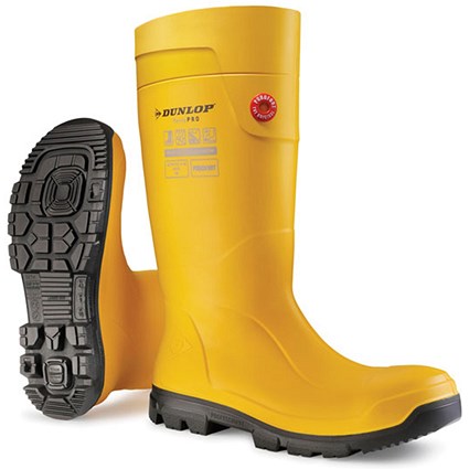 Dunlop Purofort Terrapro Full Safety Wellington Boots, Yellow, 9