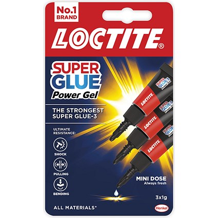 Loctite Super Glue Mini Trio Power Gel 3x1g (Pack of 3)