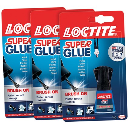 Loctite Brush-on Super Glue, Anti-spill safety Bottle, 5g, 3 Pack Saver Bundle