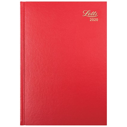 Letts 2020 Business Diary, A5, Day Per Page, Red