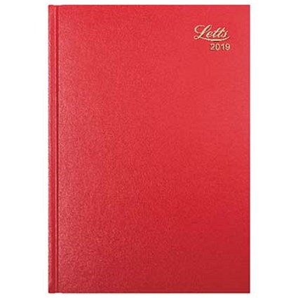 Letts 2019 31Z Diary, Week to View, A4, Red