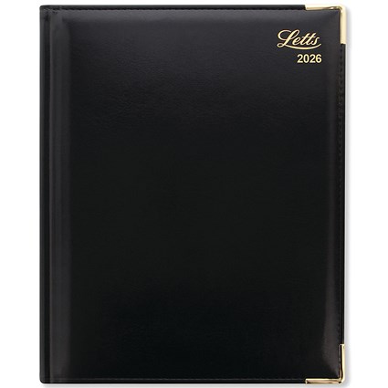 Letts Lexicon Quarto Executive Appointment Desk Diary, Week View, Black, 2026