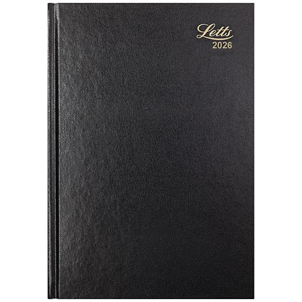 Letts A4 Desk Diary, Day Per Page, Black, 2026