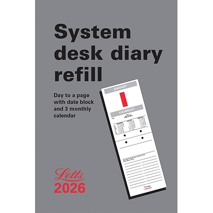 Letts System 2026 Desk Calendar Refill, 142x95mm