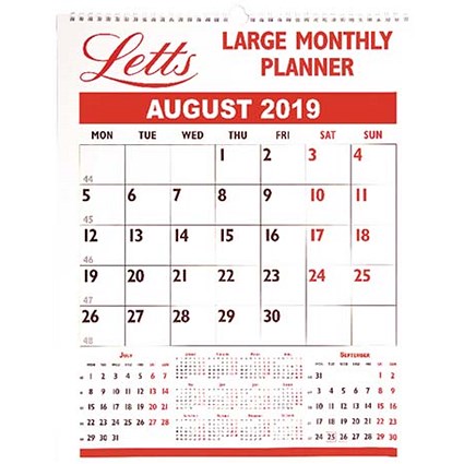 Letts 2019 Large Monthly Planner