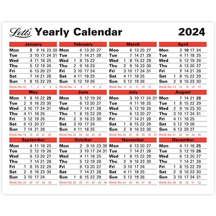 Letts Yearly Calendar 2024