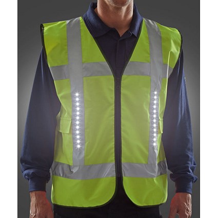Safety Light Vest with pockets, Saturn Yellow, Large/XL
