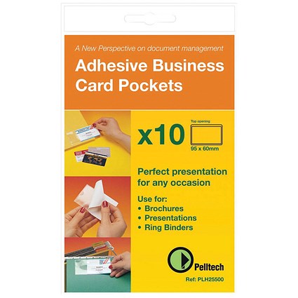 Pelltech Self-Adhesive Business Card Pocket, 60x95mm, Pack of 100