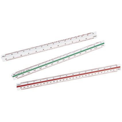 Linex Triangular Scale Ruler, 1:1 1:20-125, 30cm, White