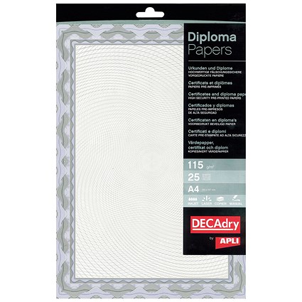 Decadry A4 Border Certificate Paper, Blue, 115gsm, Pack of 25 Decadry A4 Border Certificate Paper, Blue, 115gsm, Pack of 25