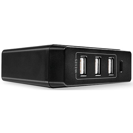 Lindy 4 Port USB Charging Station, Black Lindy 4 Port USB Charging Station, Black