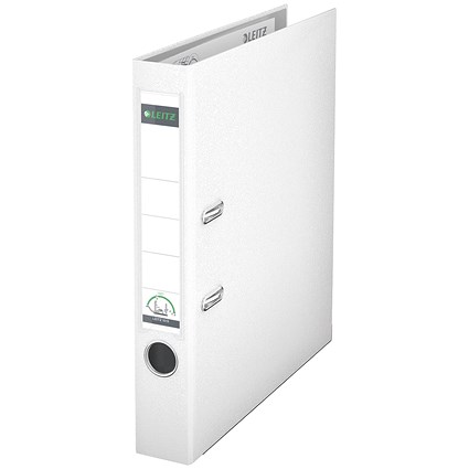 Leitz A4 Lever Arch Files, 50mm Spine, Plastic, White, Pack of 10 Leitz A4 Lever Arch Files, 50mm Spine, Plastic, White, Pack of 10