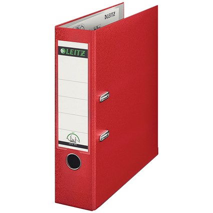 Leitz A4 Lever Arch Files, 80mm Spine, Plastic, Red, Pack of 10