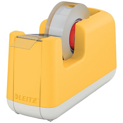 Leitz Cosy Tape Dispenser with Tape, Heavy Base, Warm Yellow