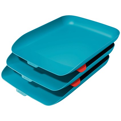Leitz Cosy Letter Tray, A4, Calm Blue, Pack of 3