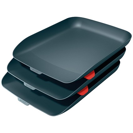 Leitz Cosy Letter Tray, A4, Velvet Grey, Pack of 3