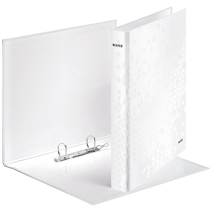 Leitz Wow Ring Binder, A4, 2 D-Ring, 25mm Capacity, White, Pack of 10