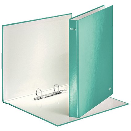 Leitz Wow Ring Binder, A4, 2 D-Ring, 25mm Capacity, Ice Blue, Pack of 10