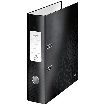 Leitz Wow A4 Lever Arch Files, 80mm Spine, Black, Pack of 10