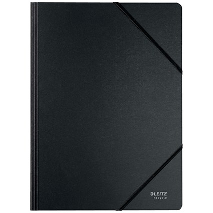 Leitz Recycle A4 Elasticated Folder, Black, Pack of 10