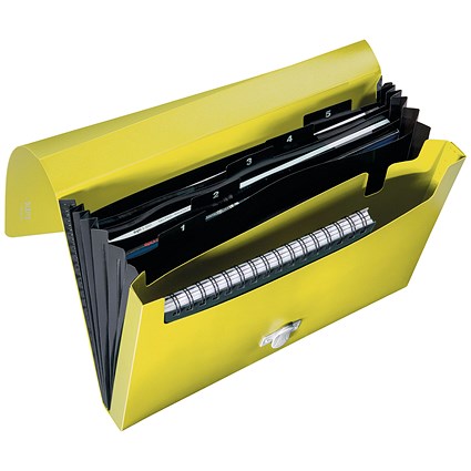 Leitz Recycle Expanding Concertina Project File, 5 Part, A4, Yellow, Pack of 5