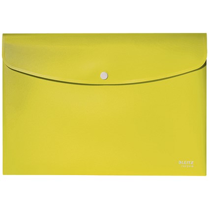 Leitz Recycle A4 Plastic Popper Wallets, Yellow, Pack of 10