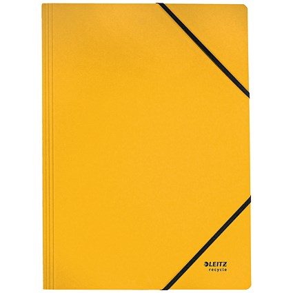 Leitz Recycle A4 Elasticated Folder, Yellow, Pack of 10
