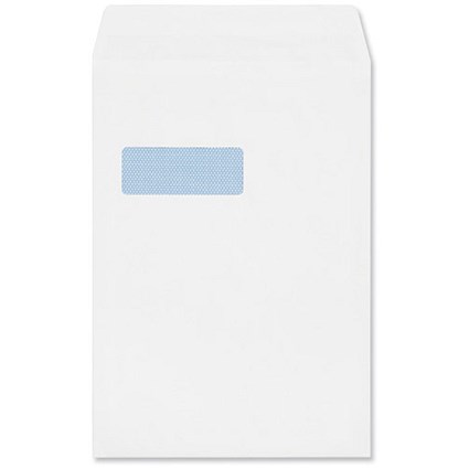 Plus Fabric Envelopes Lightweight Pocket Press Seal Window 90gsm C4 White [Pack 250]