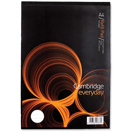 Cambridge Refill Pad Headbound Ruled Punched 4 Holes 70gsm 160pp A4 [Pack 5]