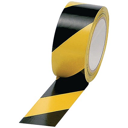 Everyday Vinyl Hazard Tape, Yellow, Black, 50mm x 33m, Pack of 6