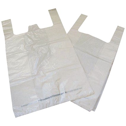 Flexocare Biodegradable Carrier Bags, White, Pack of 1000 Flexocare Biodegradable Carrier Bags, White, Pack of 1000