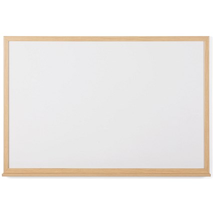 Bi-Office Earth Prime Drywipe Whiteboard, Oak Effect 32mm Frame, 900x600mm