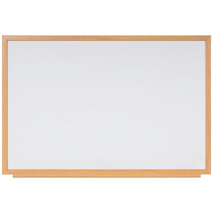 Bi-Office Earth Executive Non-Magnetic Whiteboard, Drywipe Surface, MDF 22 mm Frame With Oak Finish, 900x600mm