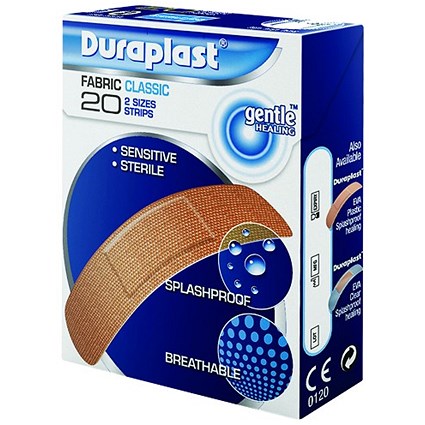 Duraplast 20 Assorted Fabric Plasters (Pack of 12)