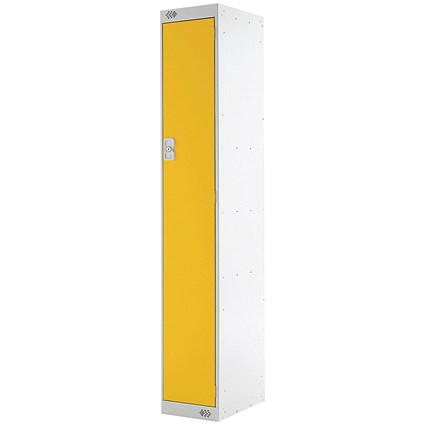 Single Compartment Locker, 300x300x1800mm, Yellow Door
