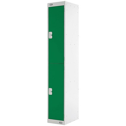 Two Compartment Locker, 300x300x1800mm, Green Door