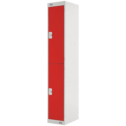Two Compartment Locker, 300x300x1800mm, Red Door