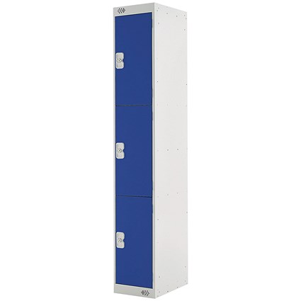 Three Compartment Locker 300x300x1800mm Blue Door