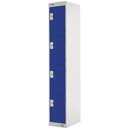 Four Compartment Locker, 300x300x1800mm, Blue Door