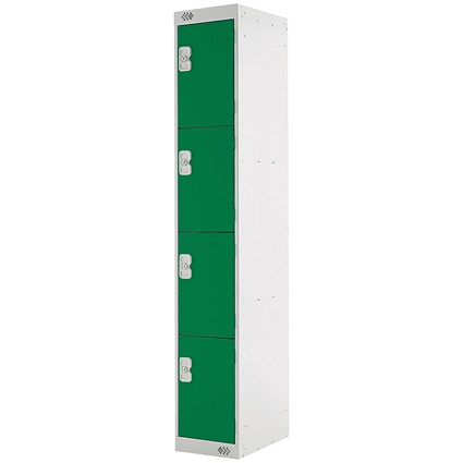 Four Compartment Locker, 300x300x1800mm, Green Door