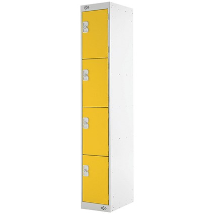 Four Compartment Locker 300x300x1800mm Yellow Door